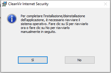 Finestra che richiede di riavviare il computer